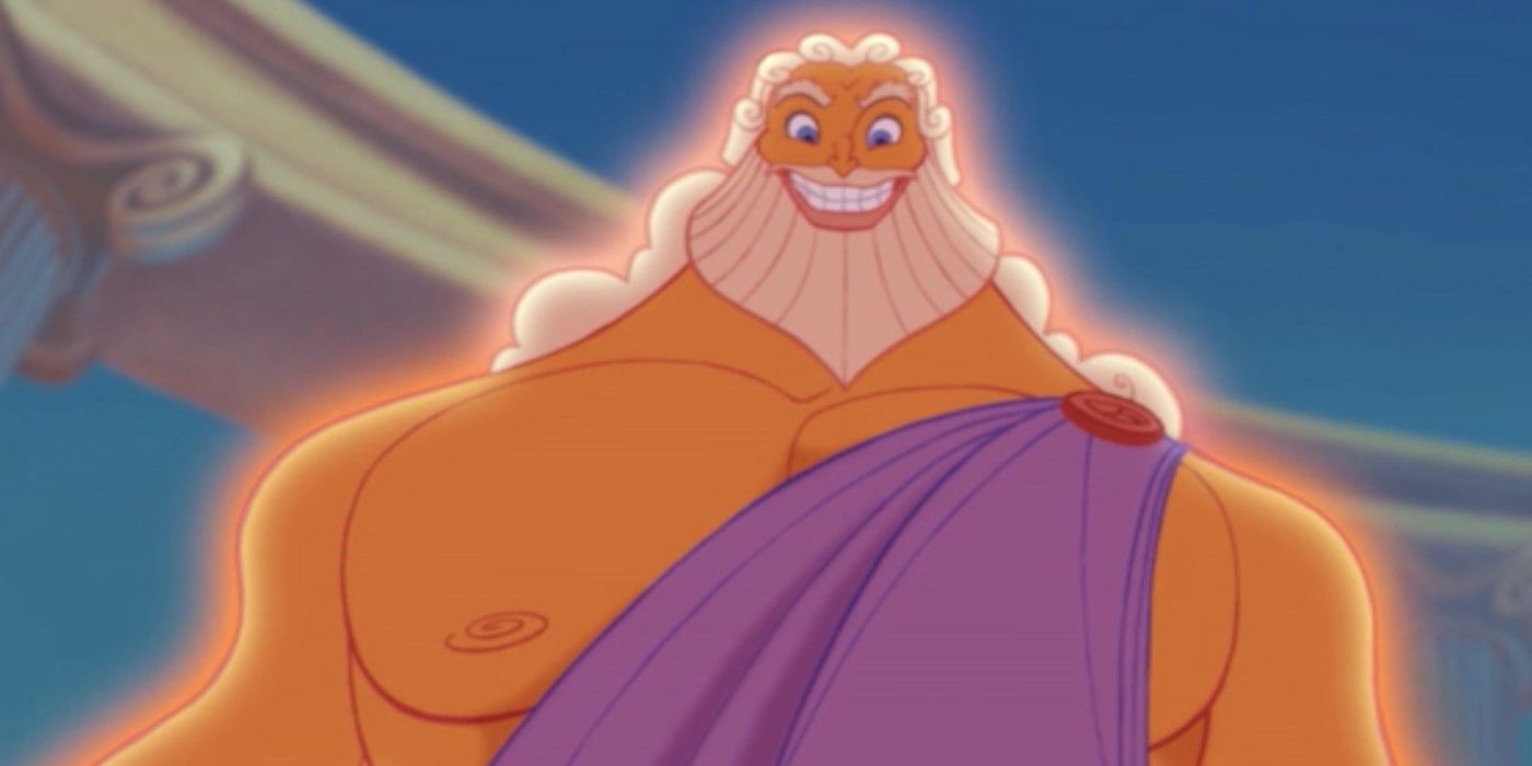 Zeus sorrindo no Olimpo em Hércules