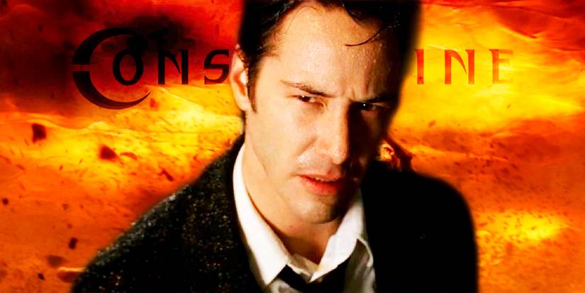 Custom image of Keanu Reeves with fiery background of Constantine