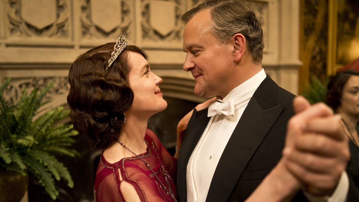 Lady Cora and Robert dancing and smiling in Downton Abbey