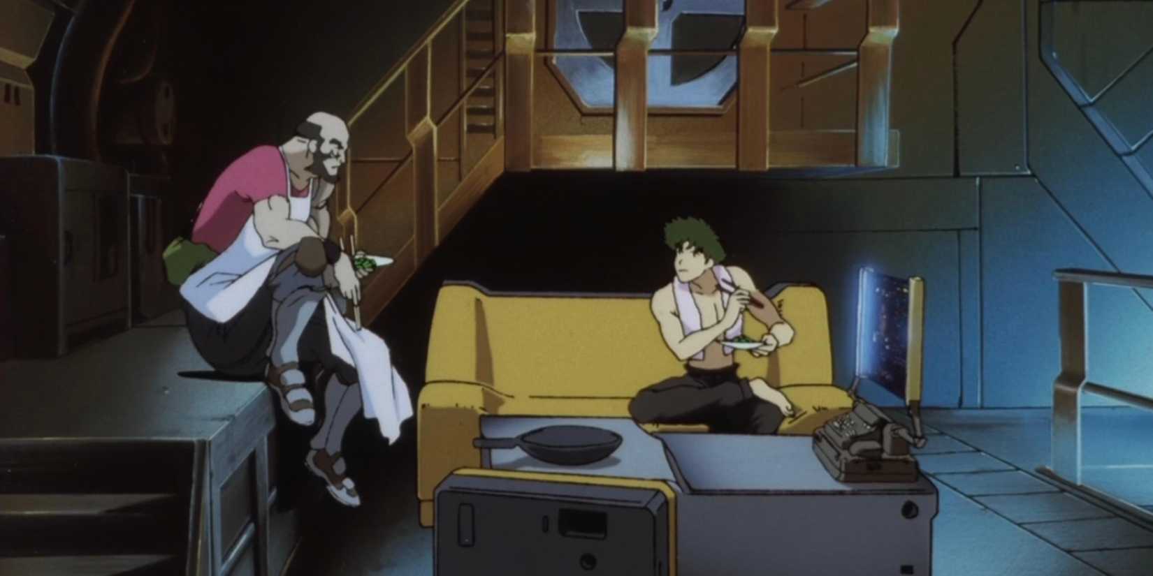 Cowboy Bepop: 10 melhores episódios do anime Poucos animes conseguiram alcançar o status de clássico atemporal como Cowboy Bebop. Lançado em 1998 pelo estúdio Sunrise e dirigido por Shinichirō Watanabe, o anime conquistou fãs no mundo inteiro ao misturar ficção científica, jazz, ação e filosofia existencial em uma narrativa envolvente.  cowboy-bebop-jet-e-spike-na-nave-momento-cotidiano-anime-classico-cena-anos-90