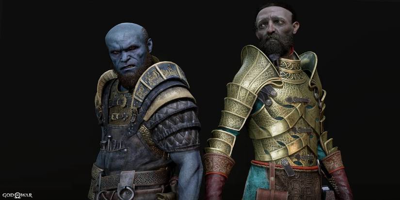 God of War Brok and Sindri on a black background