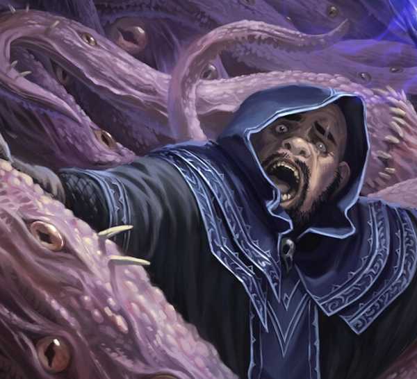 A Great Old One warlock fights a giant tentacled creature in D&D 5e.
