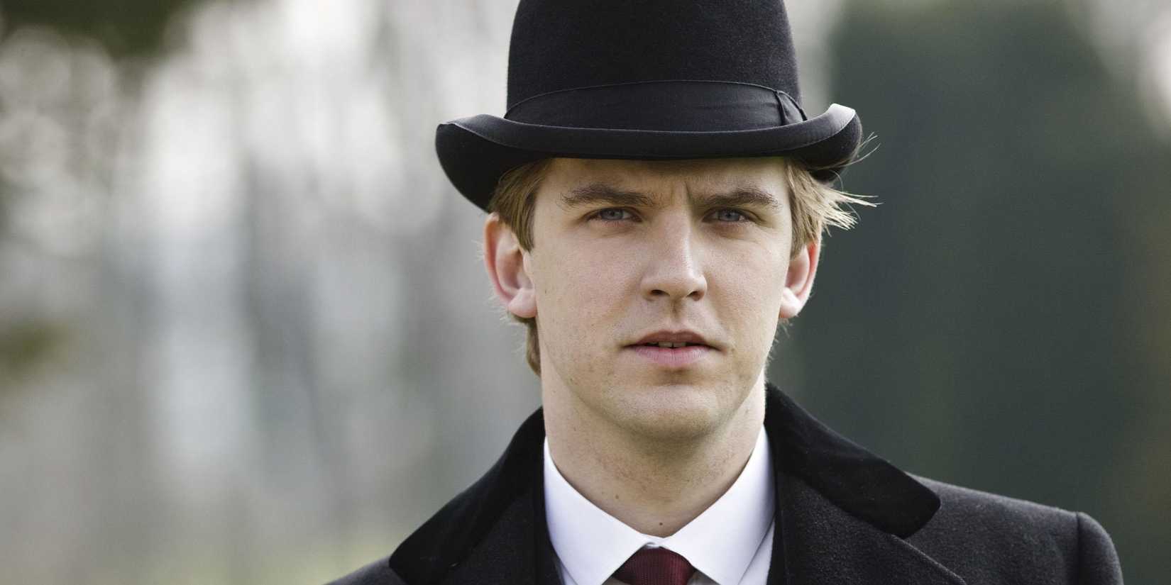 Matthew Crawley frowning and looking at the camera in Downton Abbey.