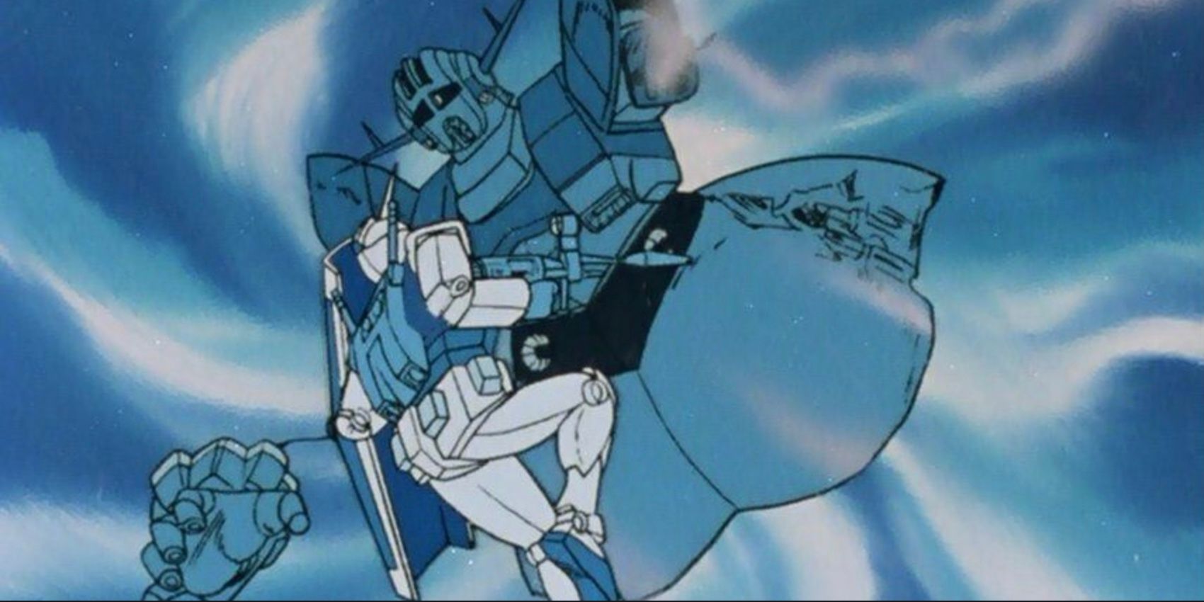 Amuro's Gundam collides with Char's Zeong in original Mobile Suit Gundam.