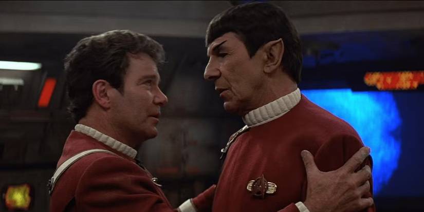 Kirk and Spock having a conversation in Star Trek V: The Final Frontier