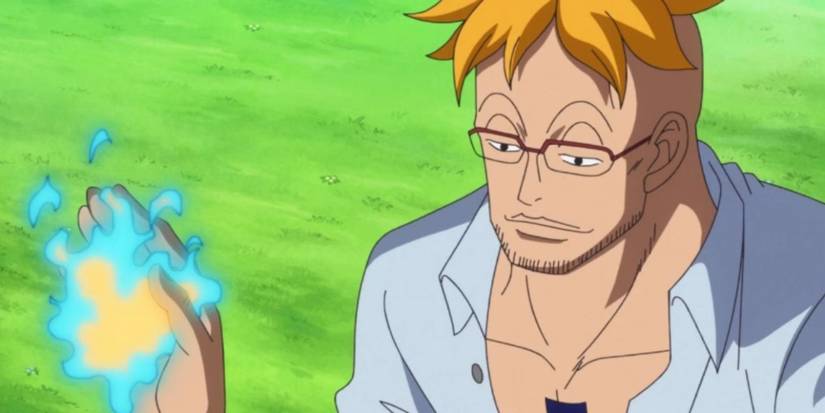 One Piece's Marco use his Devil Fruit's blue flames to heal a patient