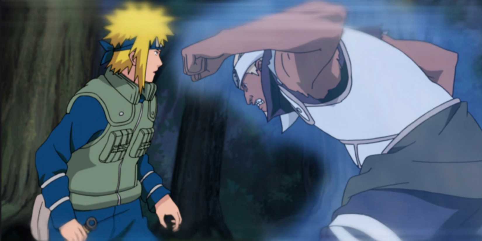 A punch gets thrown at Minato in Naruto.