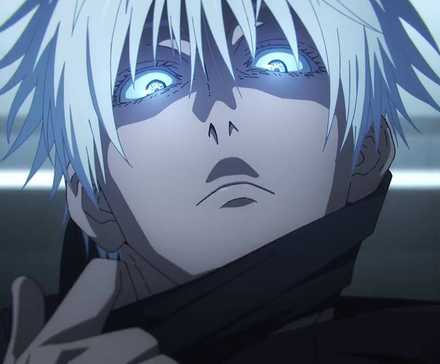In the Jujutsu Kaisen anime series, Satoru Gojo's sixth eye glows bright blue.