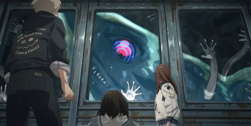 A Hiruko hits the aquarium wall in Heavenly Delusion