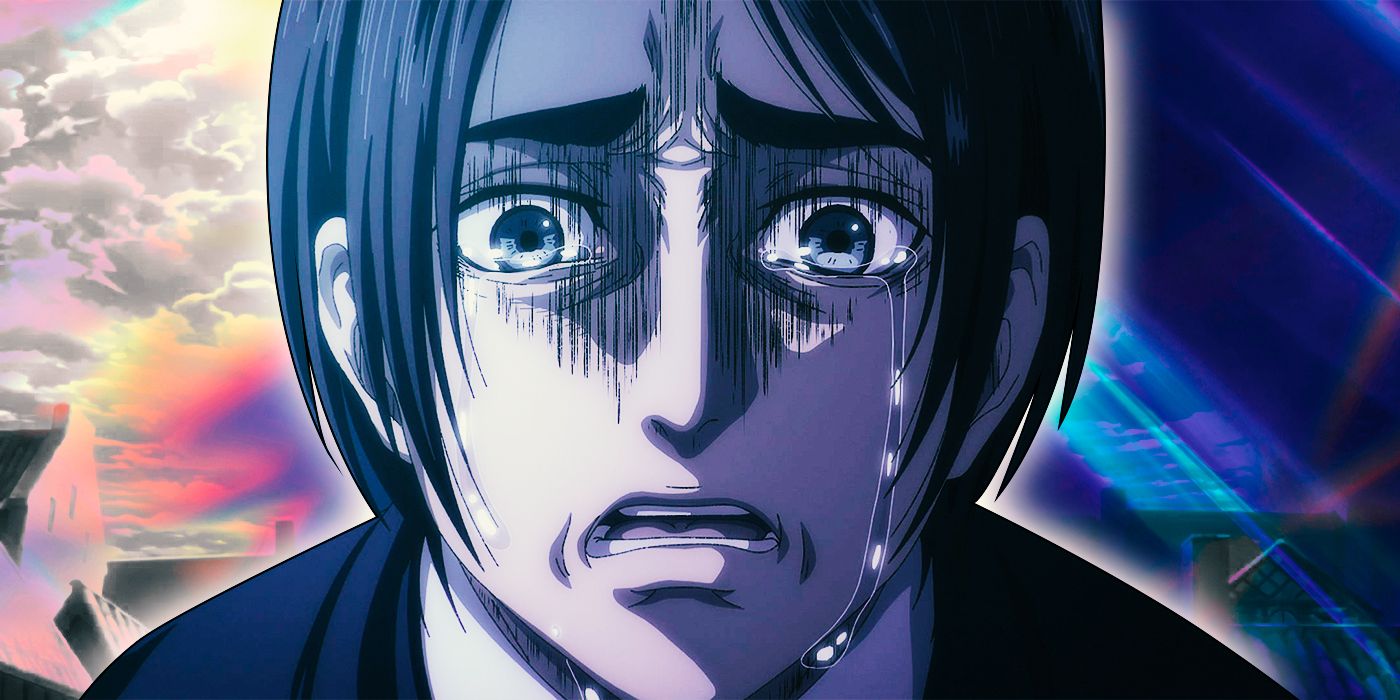 Satoshi Iwataki crying in collage art from Attack On Titan