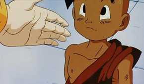Goku extends a helping hand to Uub when they meet in Dragon Ball Z.