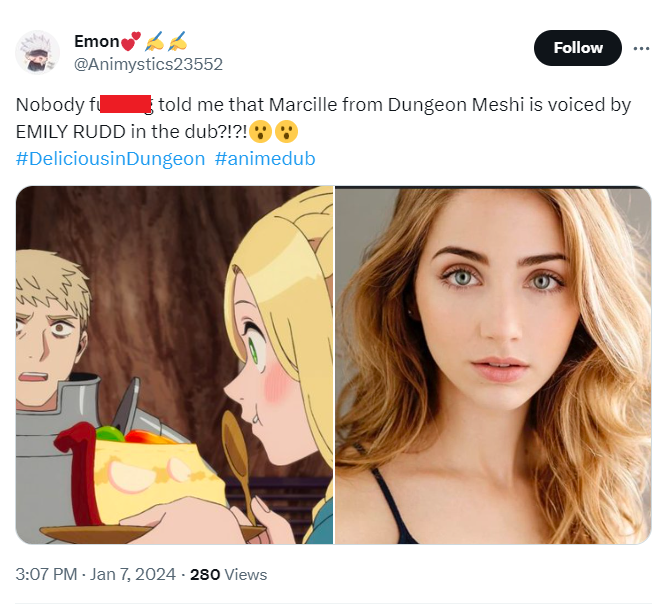 One Piece's Emily Rudd Becomes Anime Voice Actor for Delicious in Dungeon