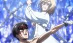 Historia pulls Eren's chains in Attack on Titan