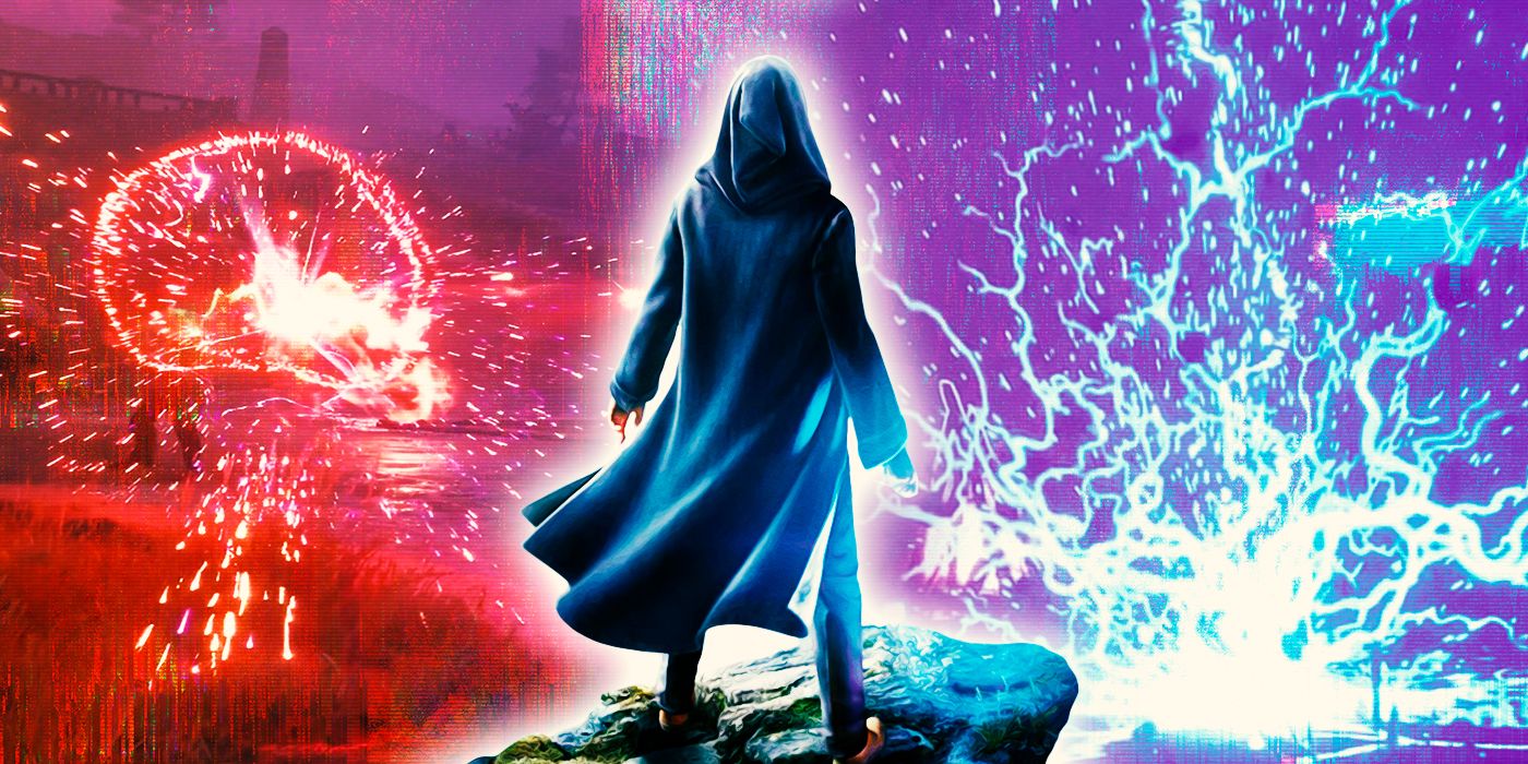 Collage shows Hogwarts Legacy spells with the player in the middle.
