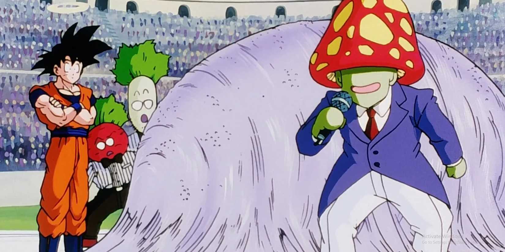 Caterpy enters his pupa form against Goku in Dragon Ball's Other World Tournament.