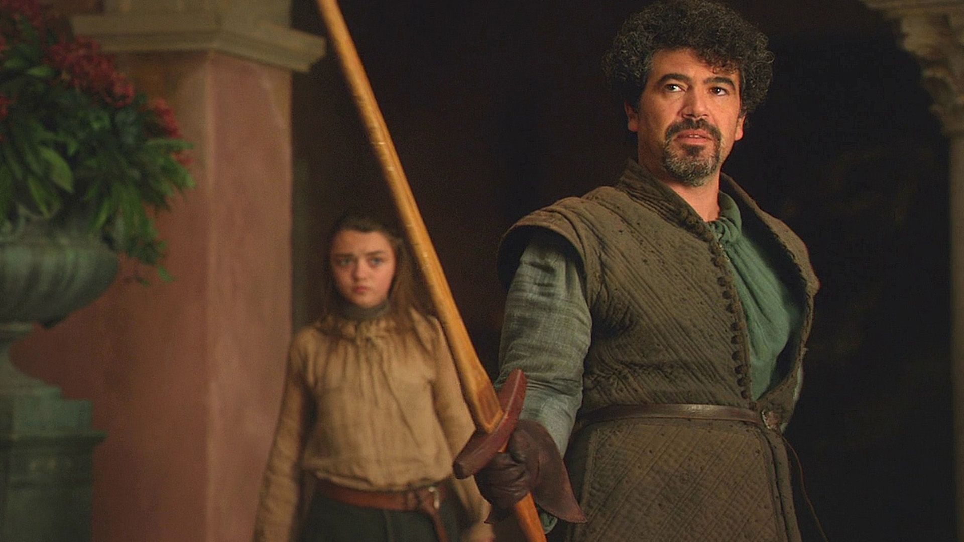 Syrio Forel e Arya Stark em Game of Thrones