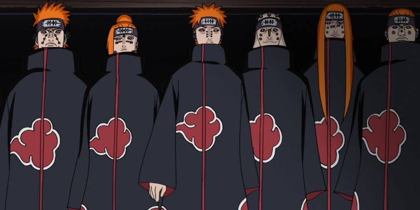 The Six Paths of Pain side by side in Naruto: Shippuden.