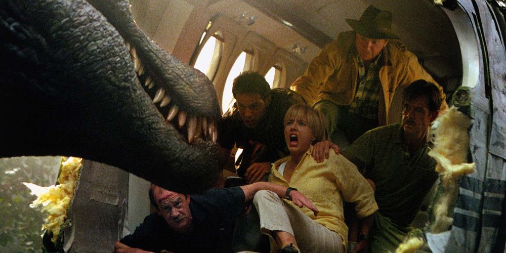 O Spinosaurus ataca o avião em Jurassic Park 3