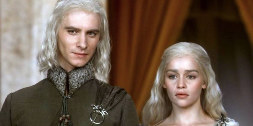 Viserys and Daenerys Targaryen stand together in Game of Thrones.