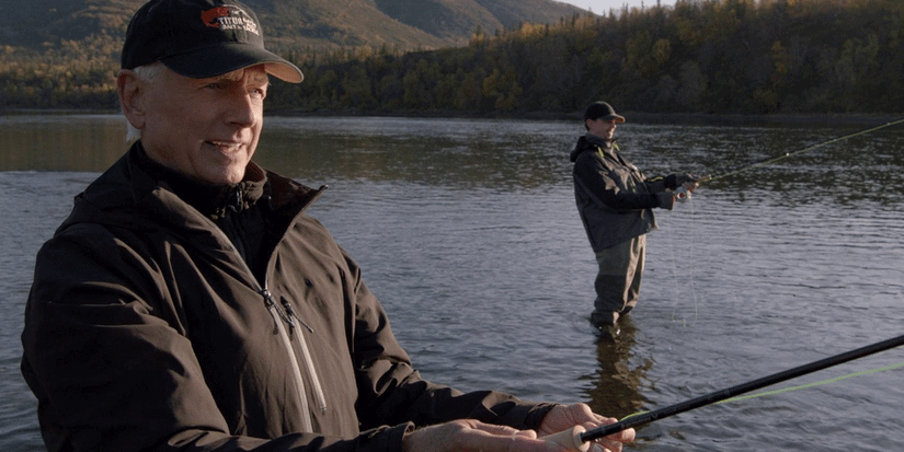 Leroy Jethro Gibbs (portrayed by Mark Harmon) and McGee fish in the open lake in NCIS.