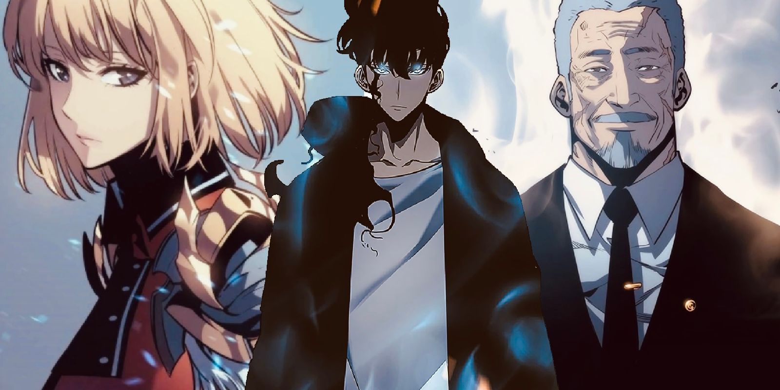 Jinwoo, Haein and Gunhee in the Solo leveling manhwa