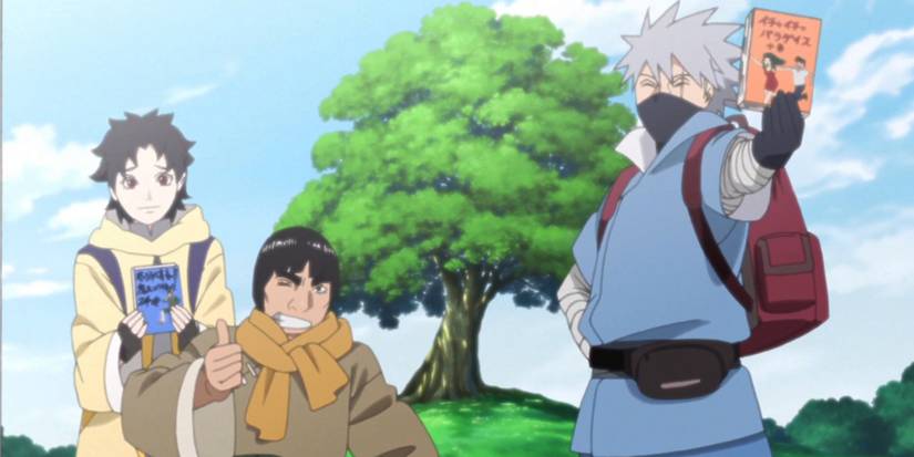 Mirai, Guy and Kakashi at the filming location for Make-Out Tactics