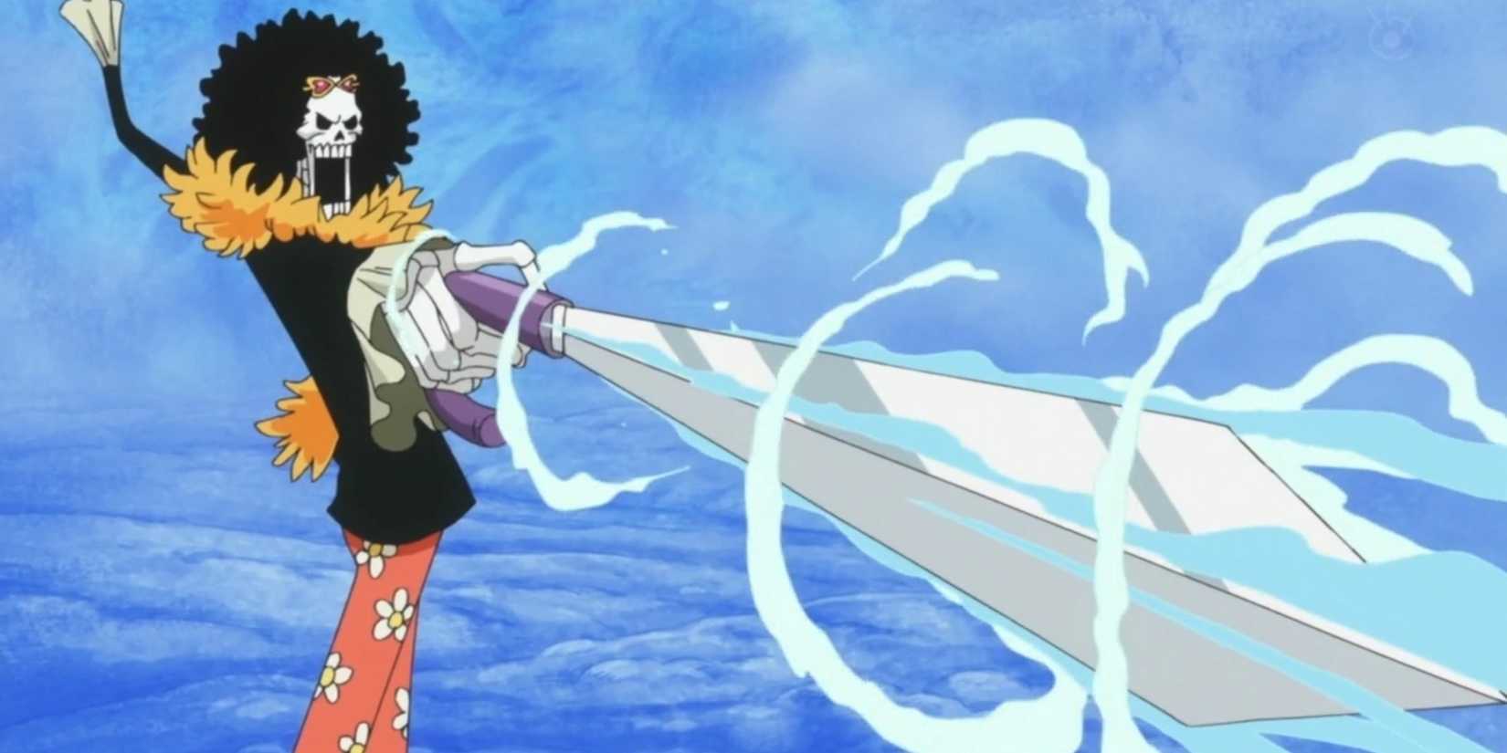 Brook uses Soul Solid against the New Fish-Man Pirates in One Piece.