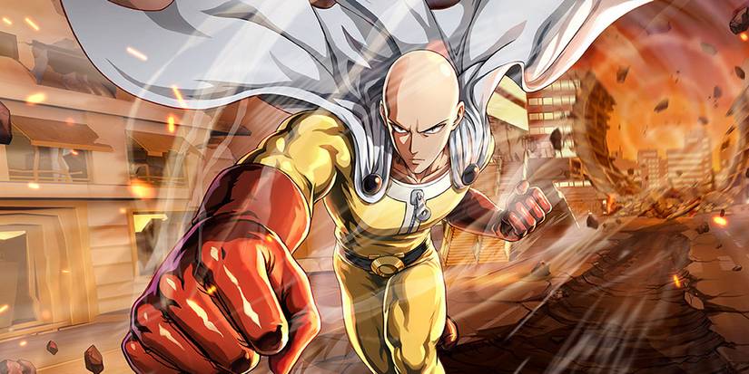 Saitama obliterates an entire city block in One Punch Man: World