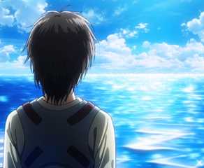 Eren Yeager looks at the sea for the first time in Attack on Titan