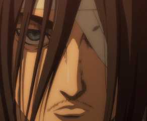 Eren Yeager pretending to be Kruger in Attack on Titan