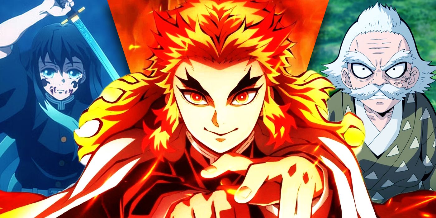 Split Images of Tokito, Rengoku, and Jigoro Demon Slayer