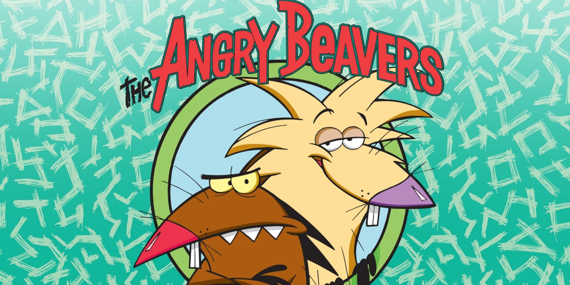 Um pôster para o programa de TV Angry Beavers apresenta Norbert e Daggett.