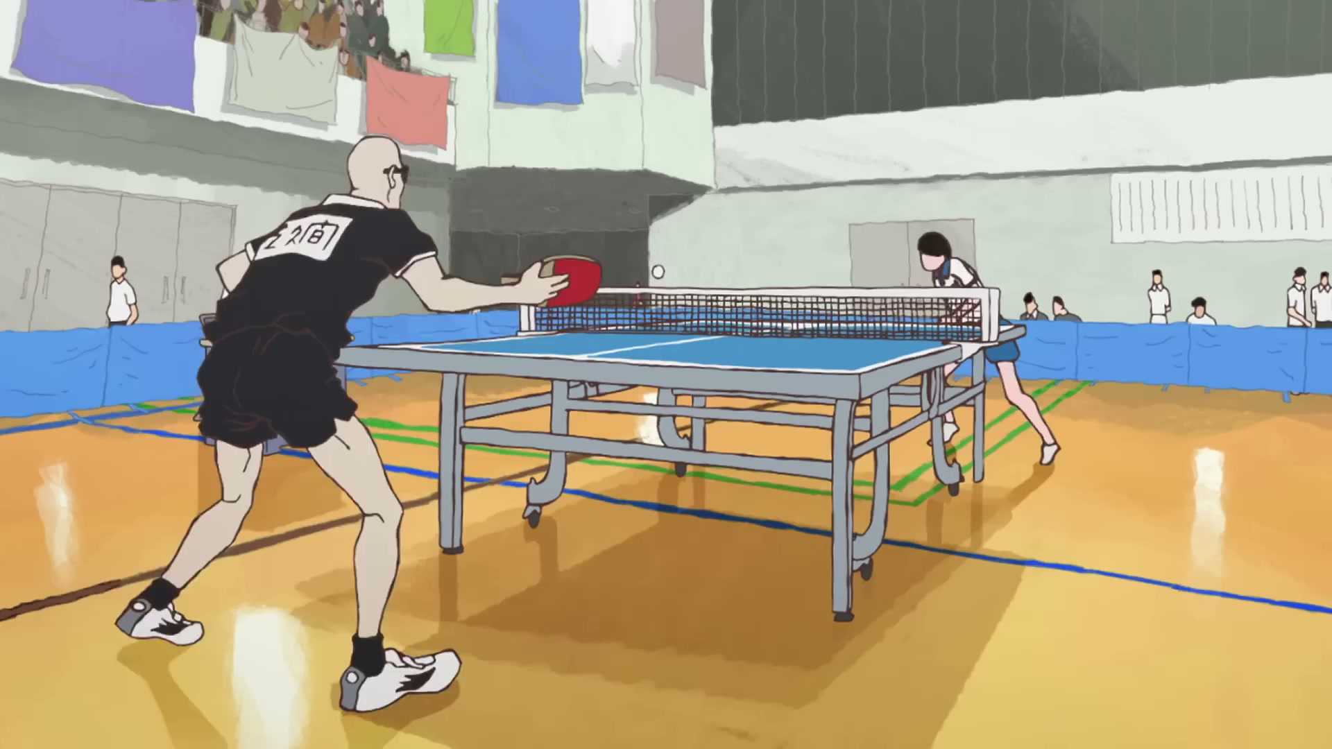 A ping pong match begins in the tournament in Ping Pong The Animation.