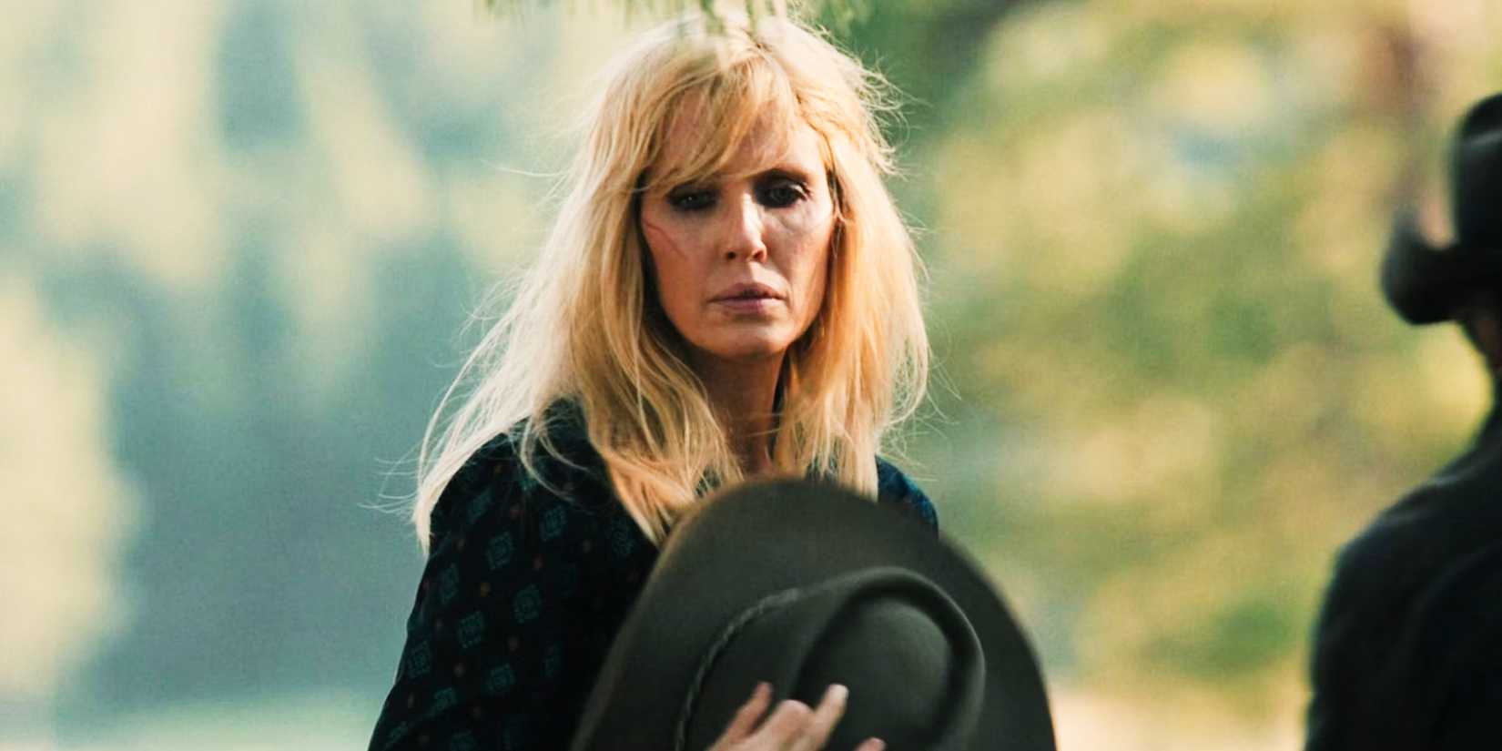 Beth Dutton (Kelly Reilly) mourns a death in Yellowstone.