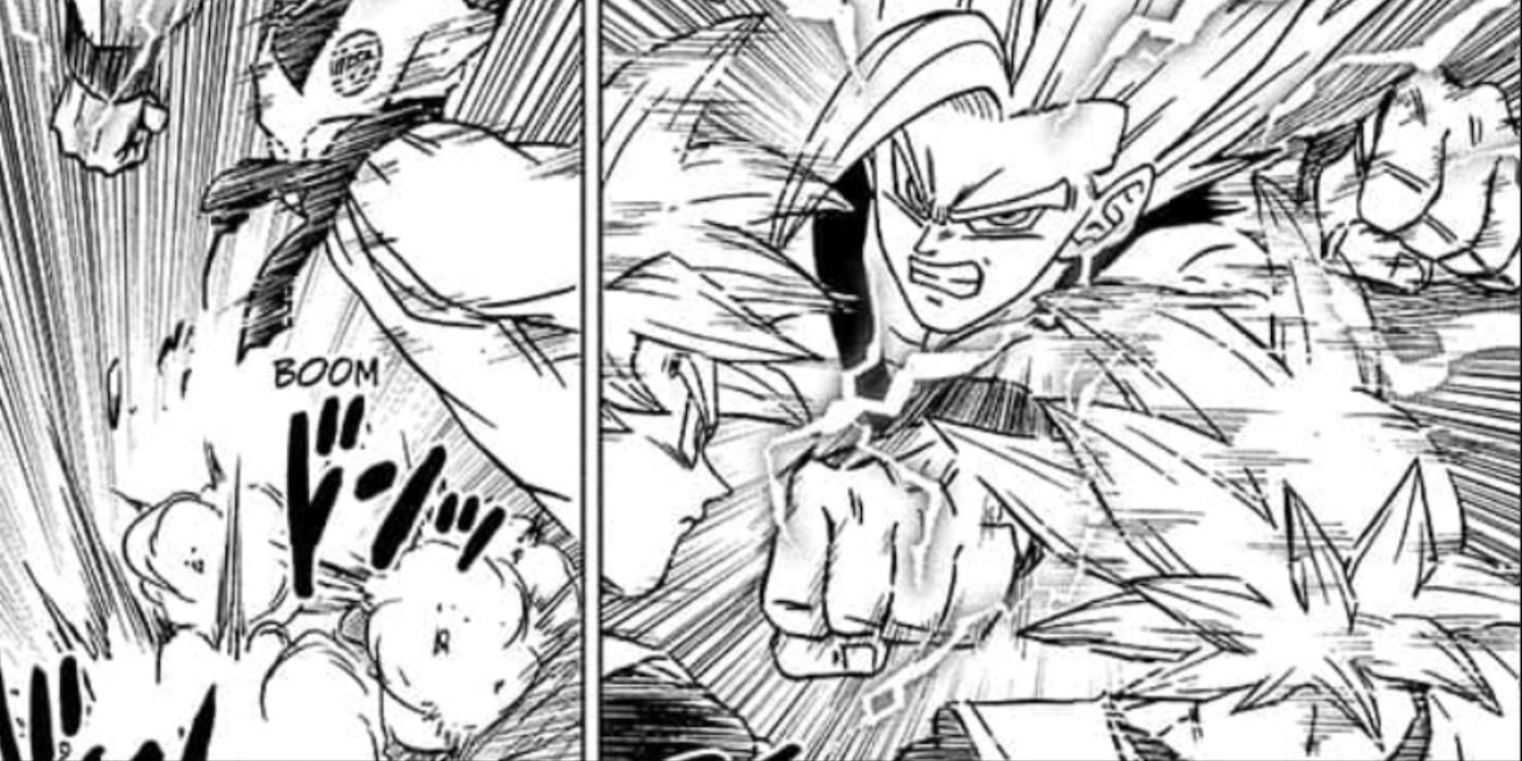 Ultra Instinct Goku, Dragon Ball Super Bölüm 103'te Gohan Beast'in saldırılarından kaçıyor.