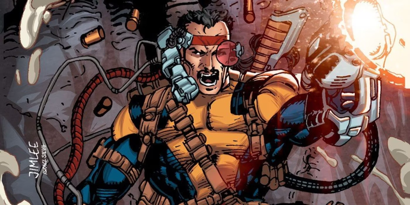 The X-Men's Forge firing a weapon.