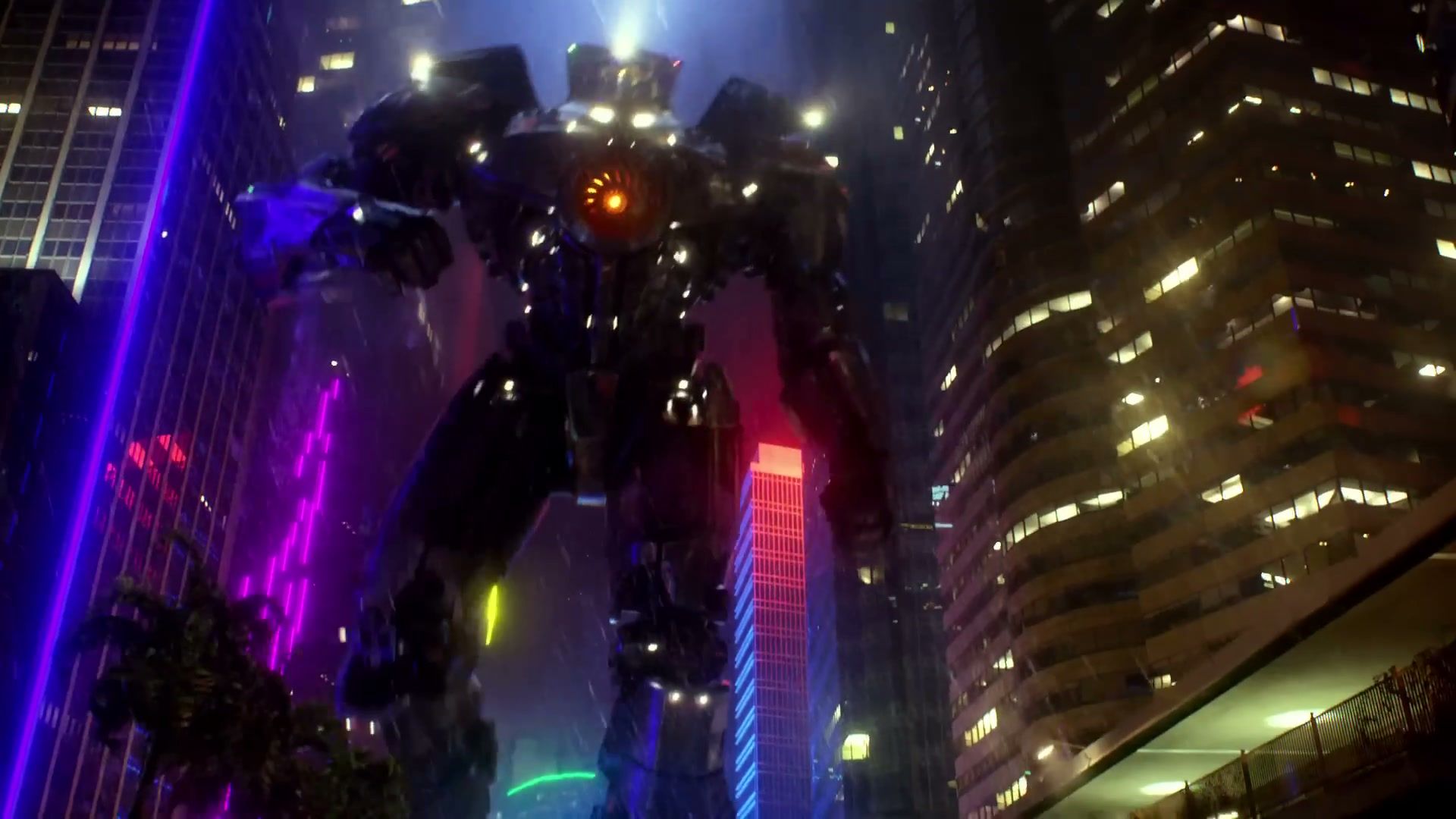 Giant robot going through a city in Pacific Rim