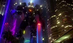 Giant robot going through a city in Pacific Rim