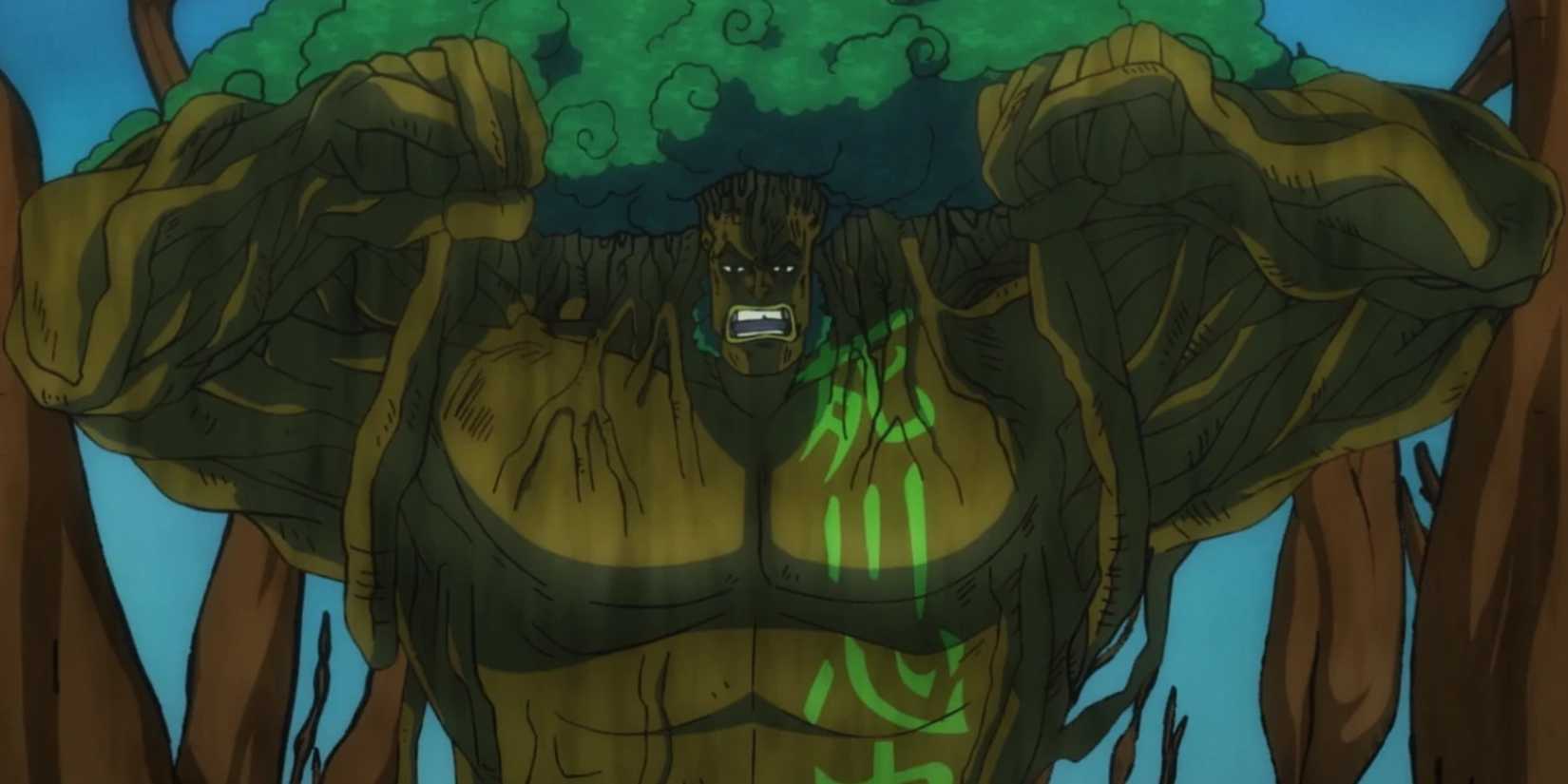 Admiral Ryokugyu fighting Yamato and the nine red forks in its logia shape in one room