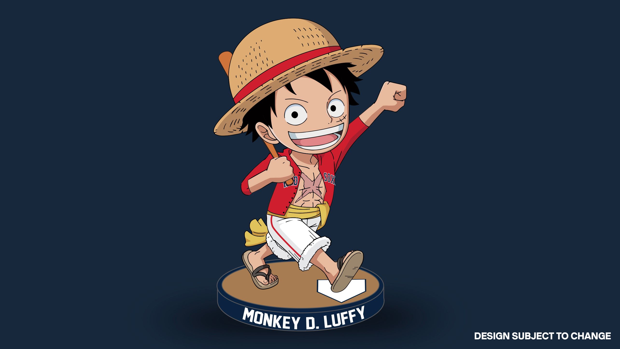 One Piece's Luffy Appears in Boston Red Sox Uniform for Real-Life