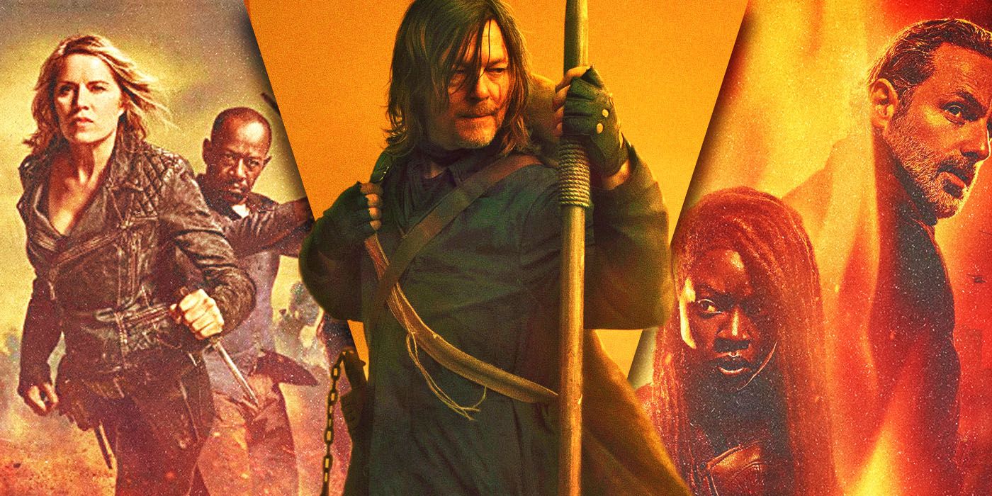 Split Images of Fear The Walking Dead, The Walking Dead Daryl Dixon, and The Walking Dead The Ones Who Live