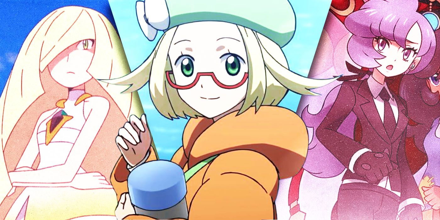 Split images of lusamine, bianca, and anabel