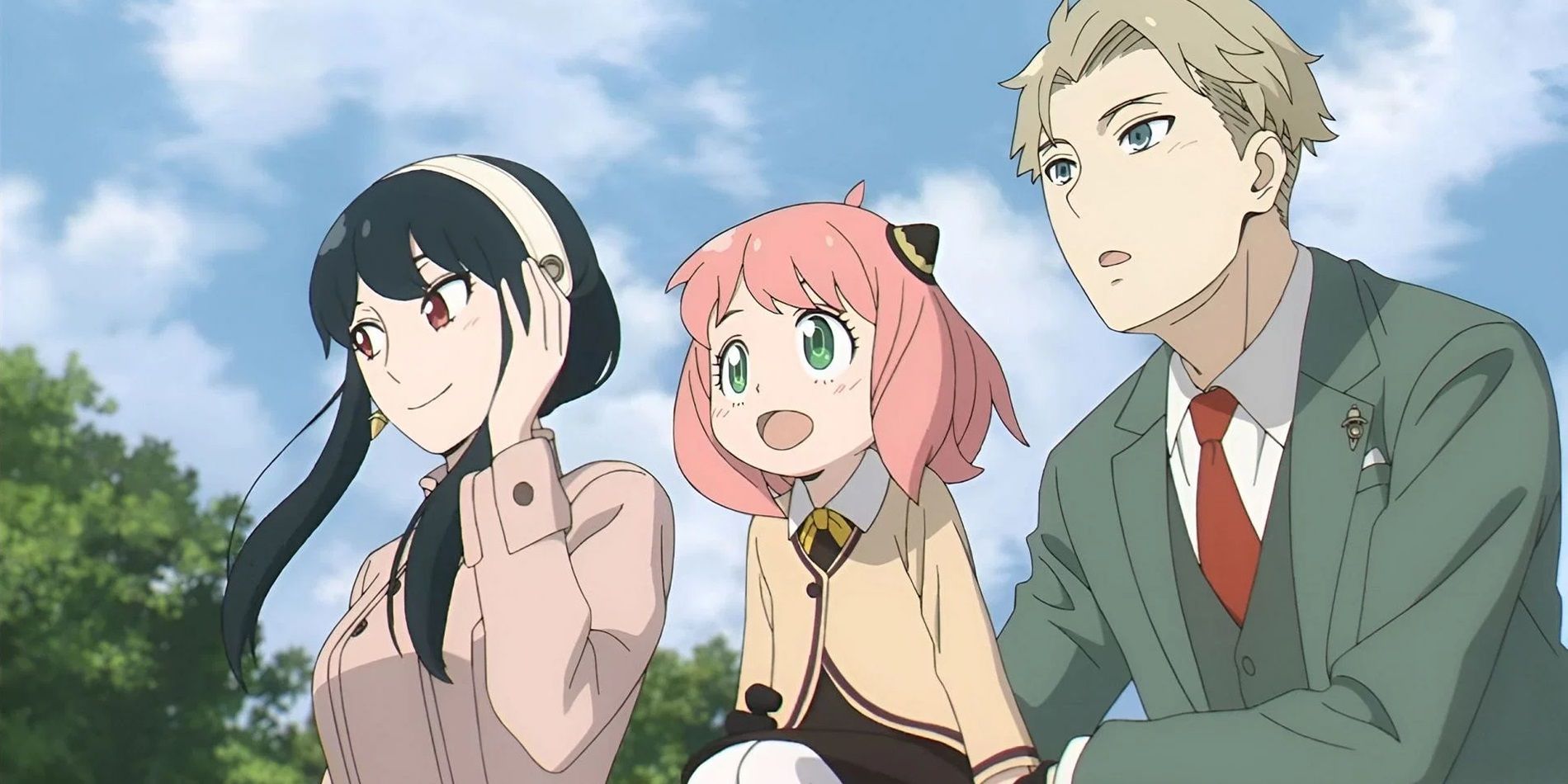 Yor, Anya and Loid/Twilight looking into the distance in Spy x Family.