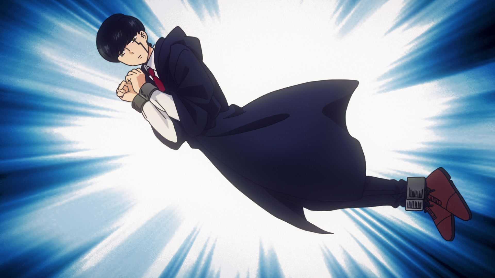 Mashle with this wrists and ankles locked together in Mashle: Magic and Muscles