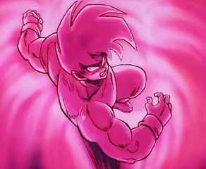 Goku using his Kaio-ken technique in Dragon Ball Z's Saiyan Saga