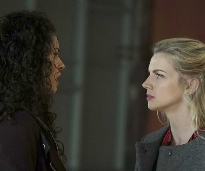 Kara Killmer as Sylvie Brett in conversation in Chicago Fire episode "Carry Me"