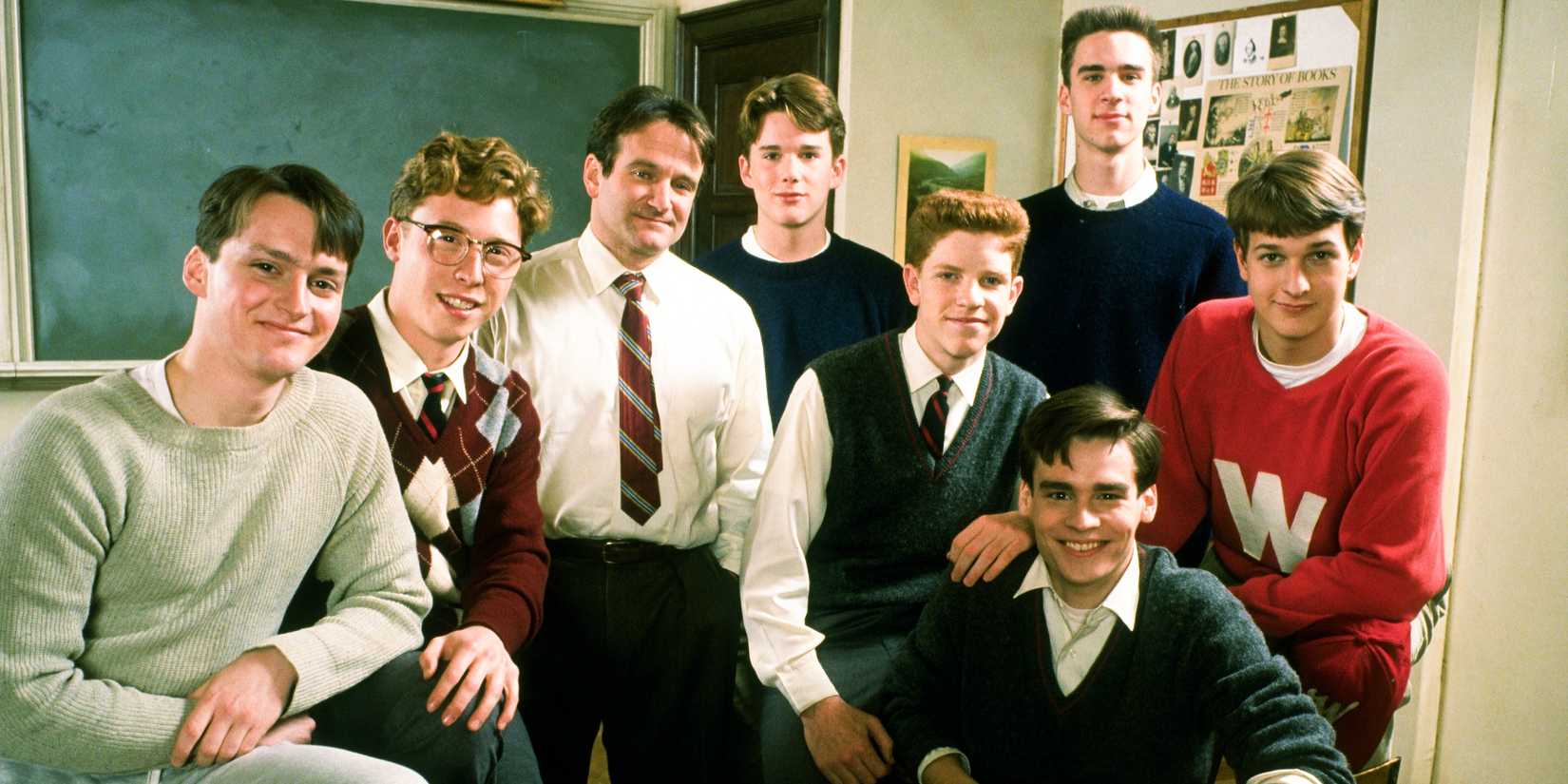 The main class from Dead Poets Society poses together for a picture