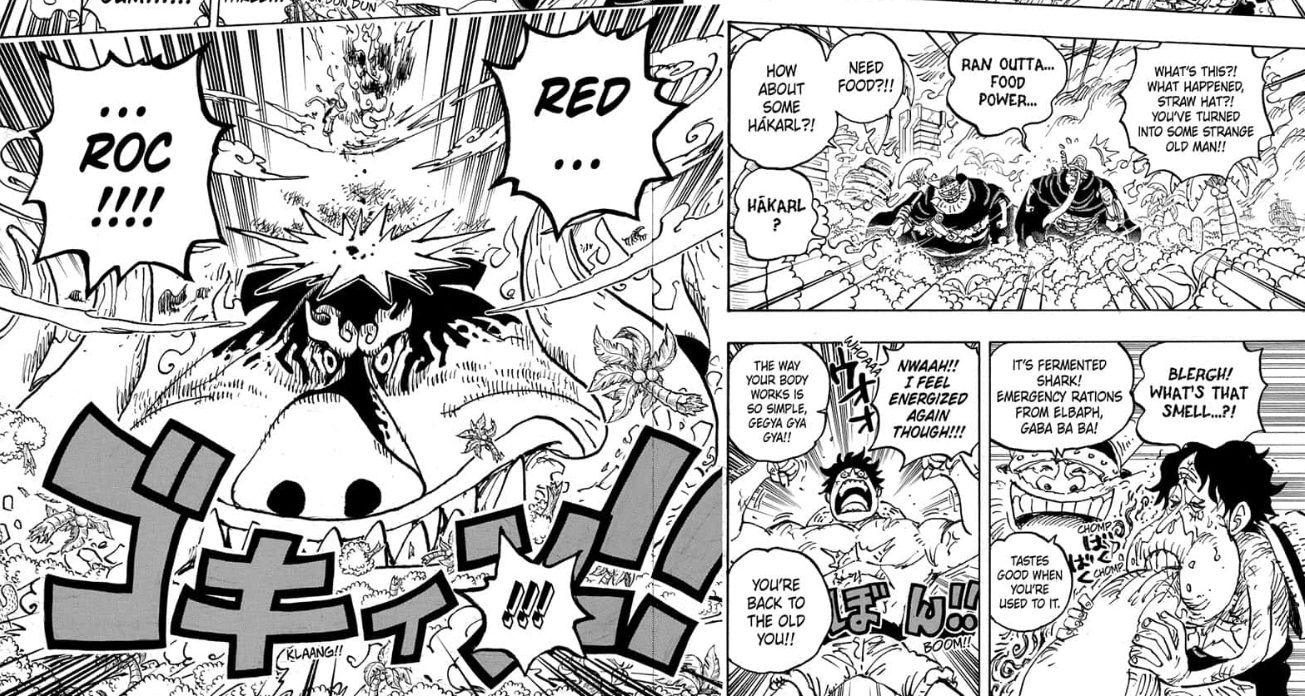 One Piece manga chapter 1112 luffy punches the boar elder