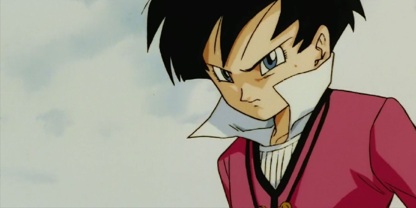 Videl olha para Broly em Dragon Ball Z: Broly - Segundo Vindo.