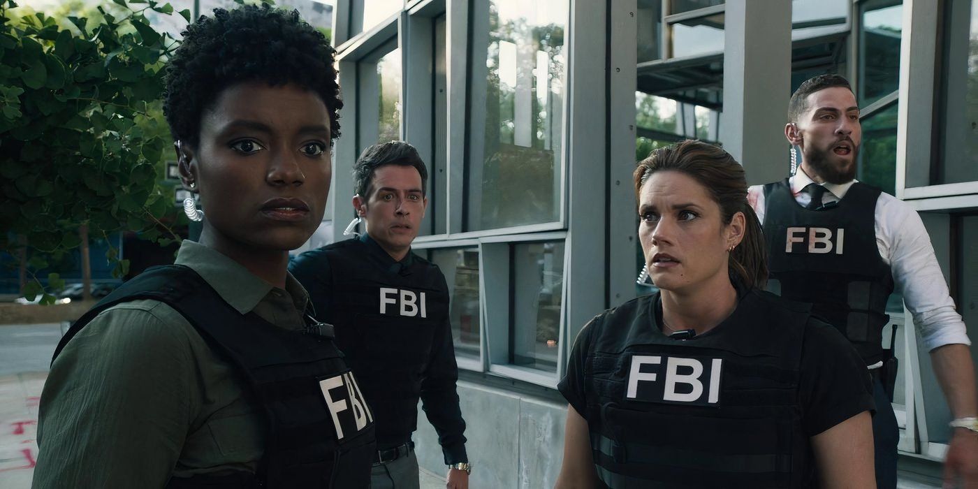 FBI Special Agents Tiffany Wallace (Katherine Renee Kane), Maggie Bell (Missy Peregrym), Stuart Scola (John Boyd) and OA Zidan (Zeeko Zaki) in the field in FBI episode "Heroes"